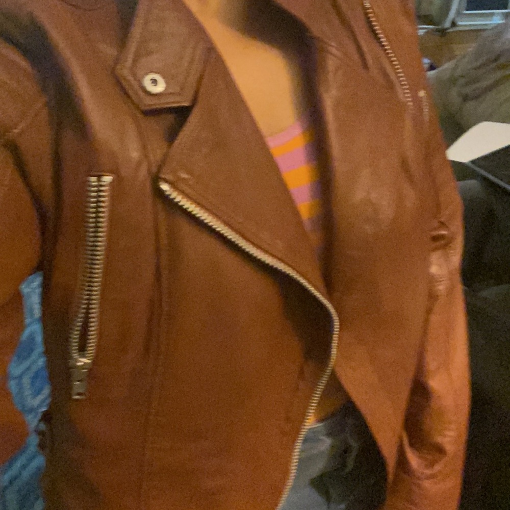 Barney’s deep tan real leather jacket - Picture 2 of 14